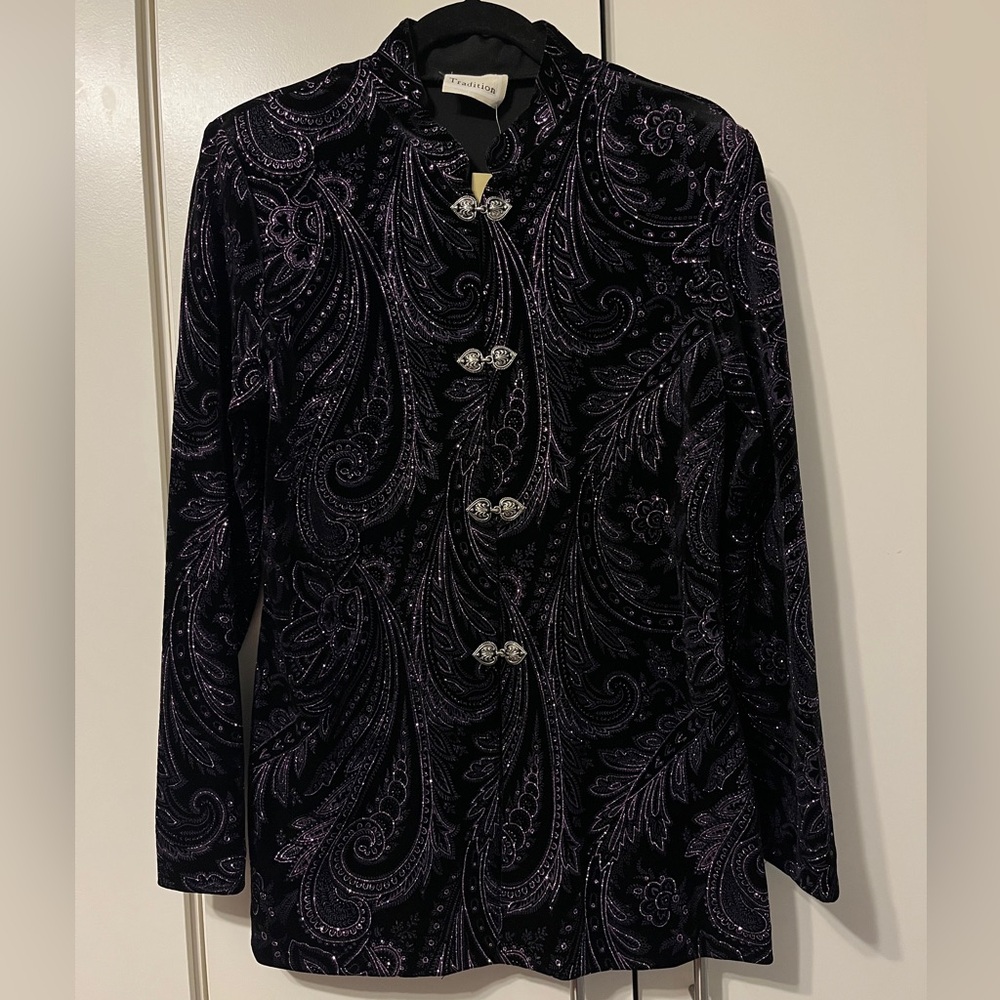 Tradition Black & purple & silver suit jacket